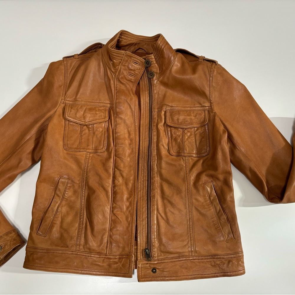 NWOT Lucky Brand tan leather jacket - Small